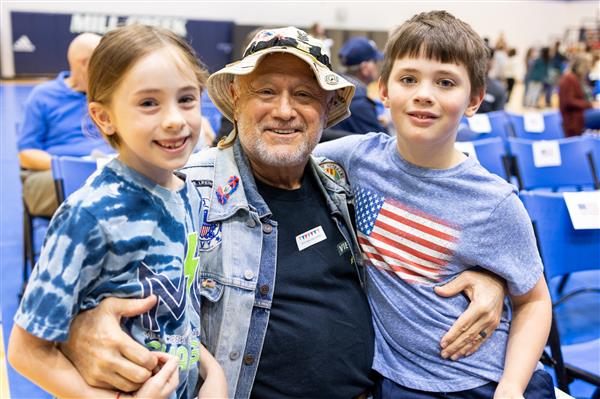 School-wide assembly with Veterans and their families. 